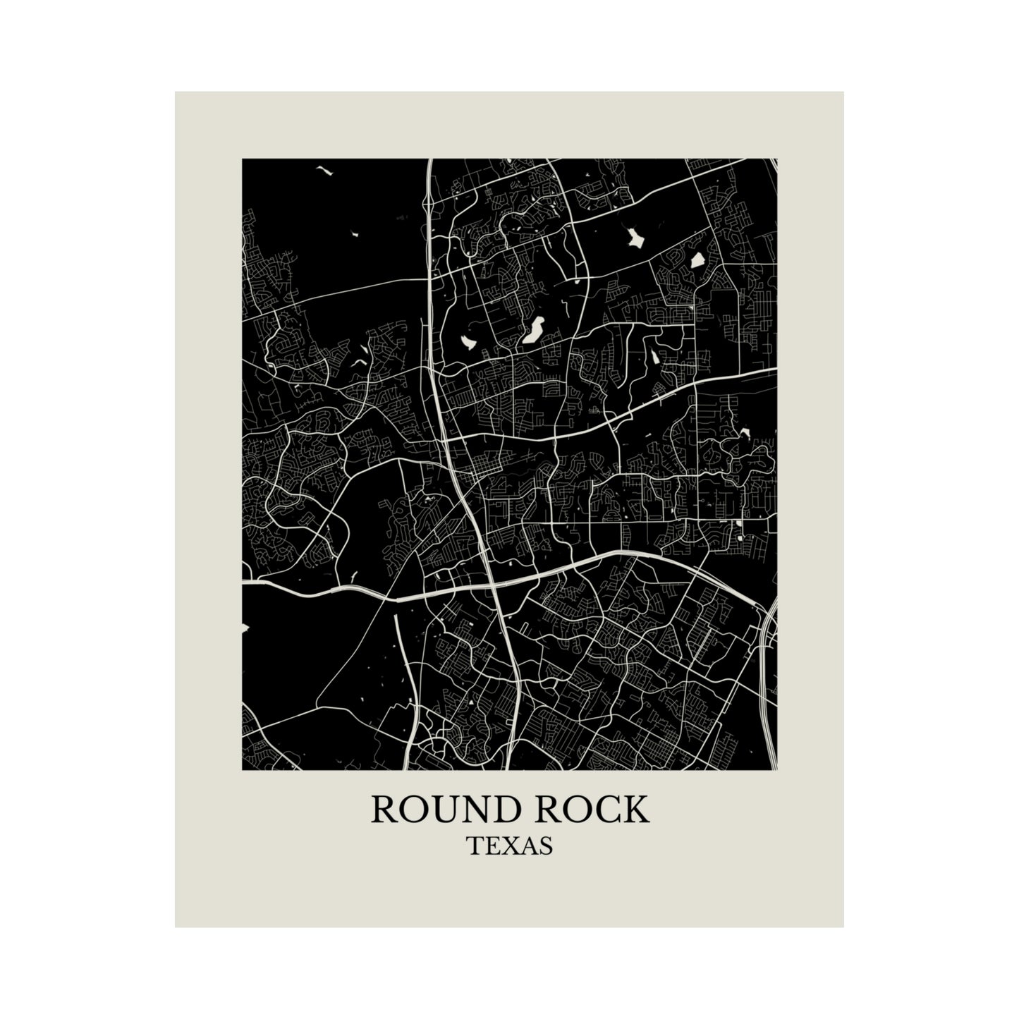 Round Rock Texas Map Print