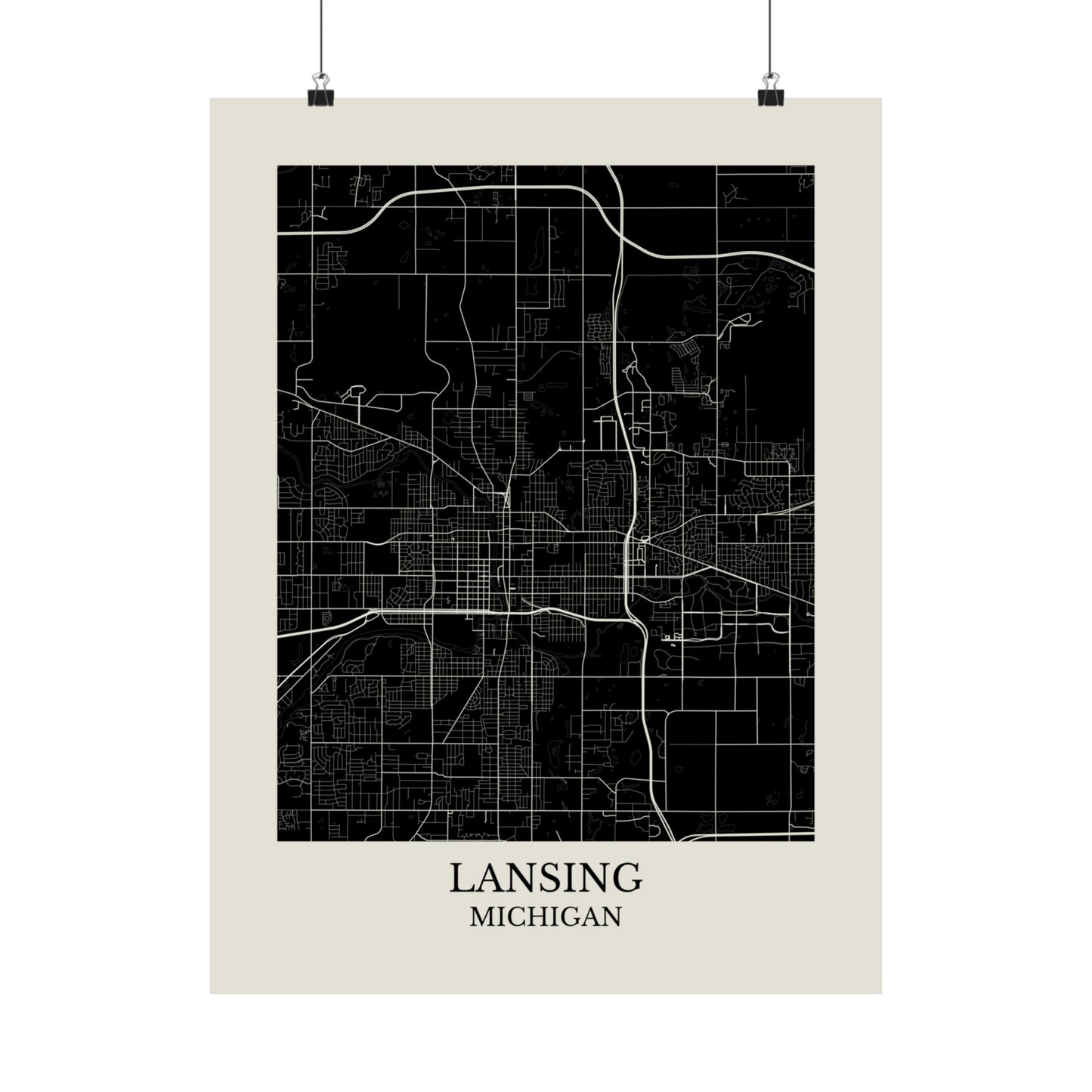 Lansing Michigan Map Print