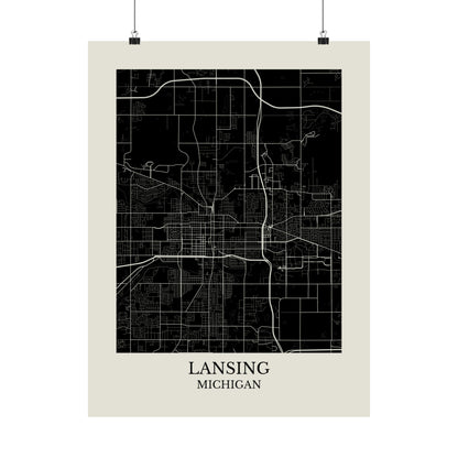 Lansing Michigan Map Print