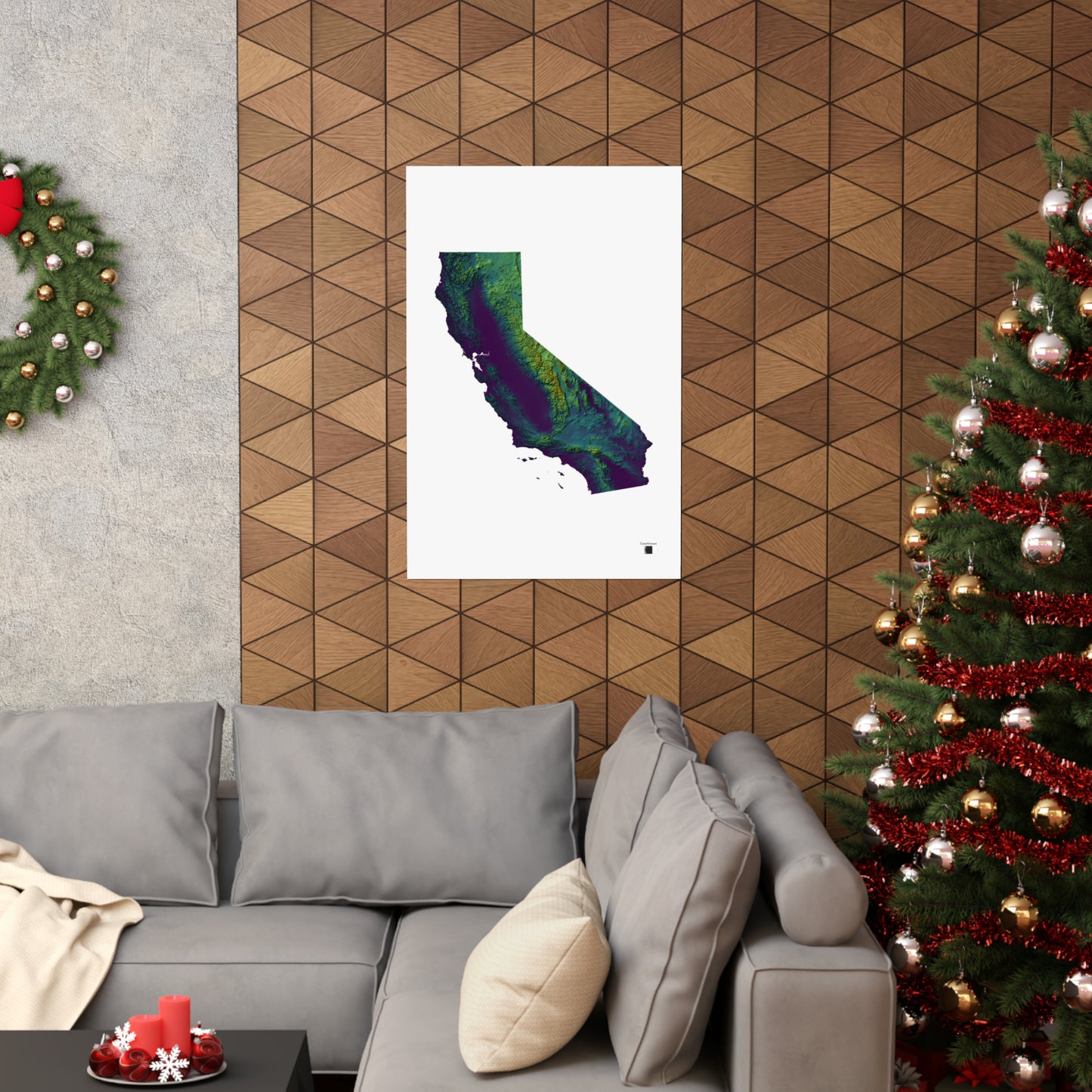 California Elevation Map Poster