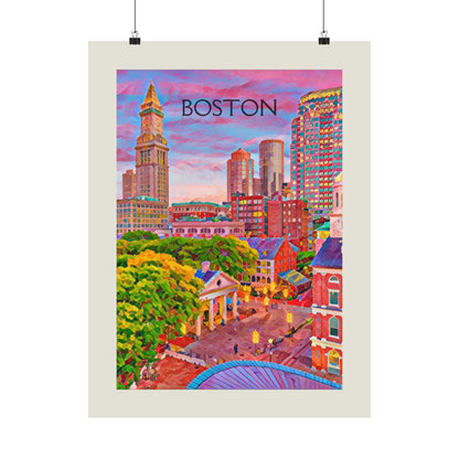 Boston Massachusetts City Painting Poster