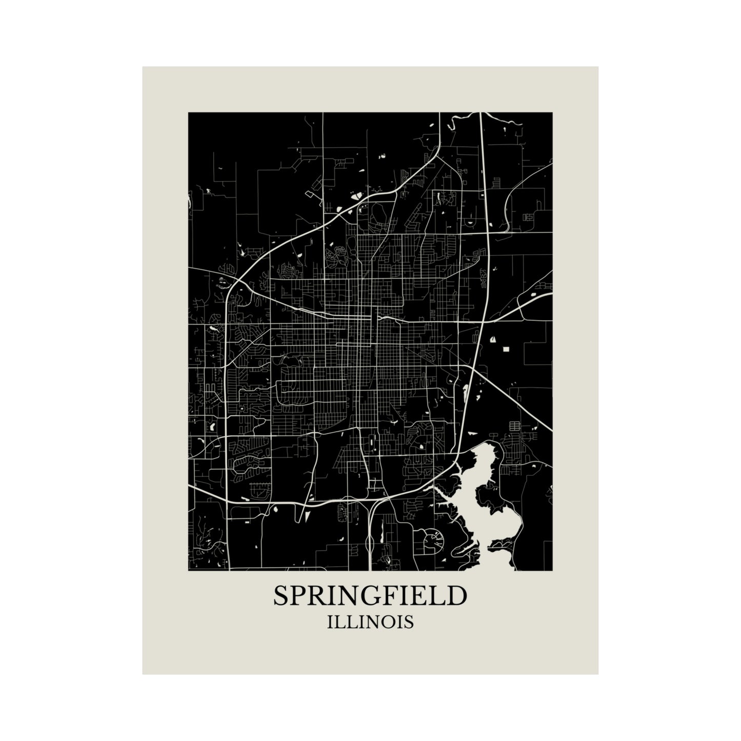 Springfield Illinois Map Print