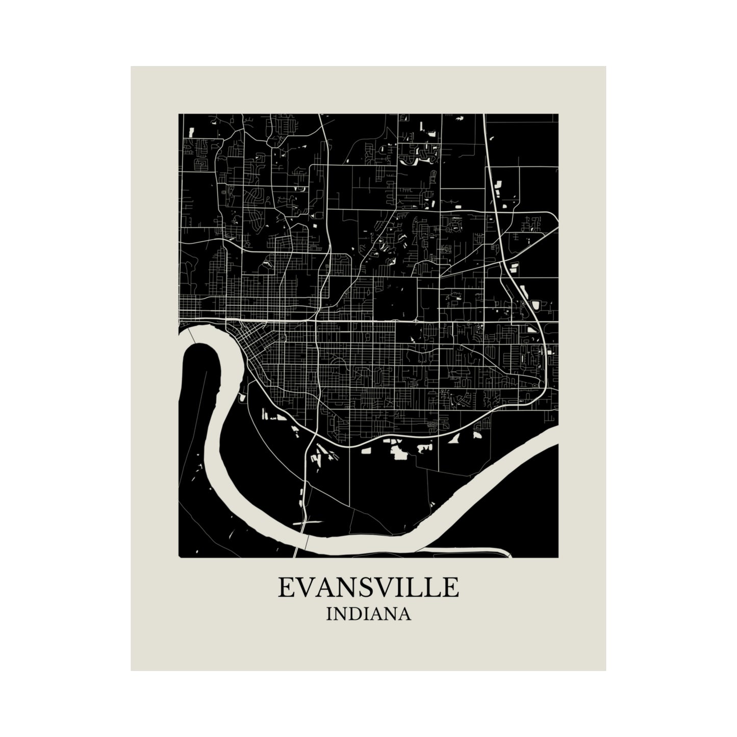 Evansville Indiana Map Print