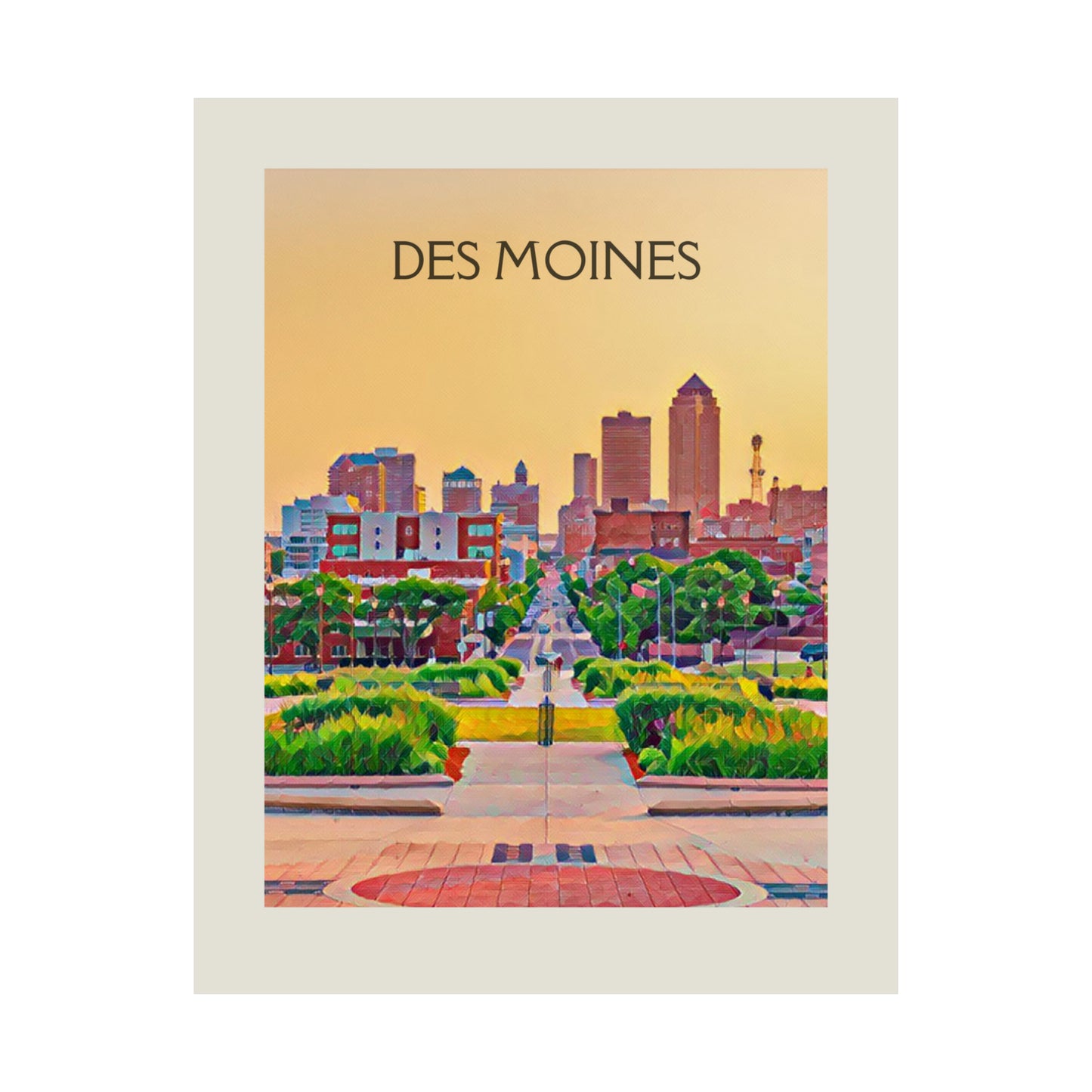 Des Moines Iowa City Painting Poster