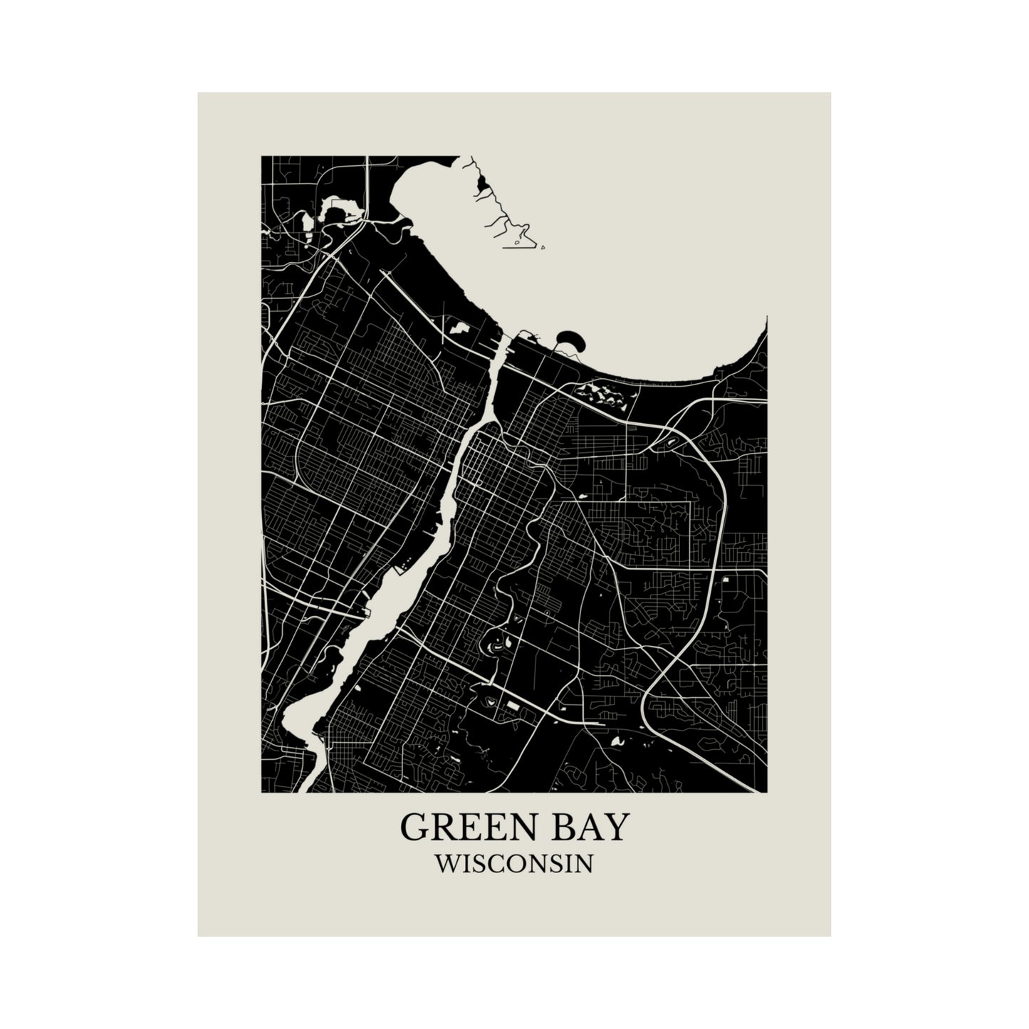 Green Bay Wisconsin Map Print