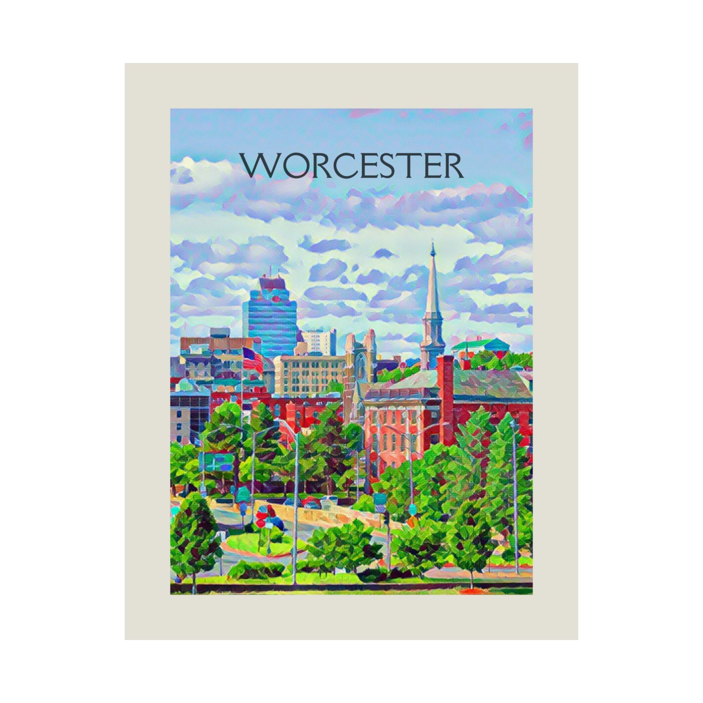 Worcester Massachusetts City Painting Poster