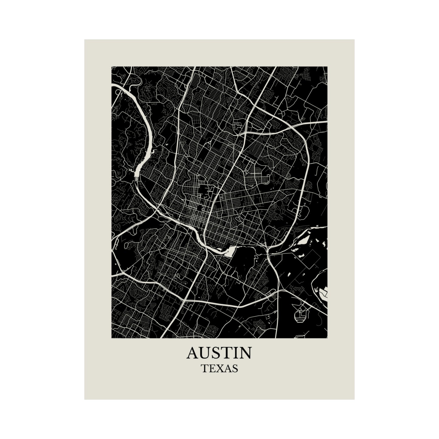 Austin Texas Map Print