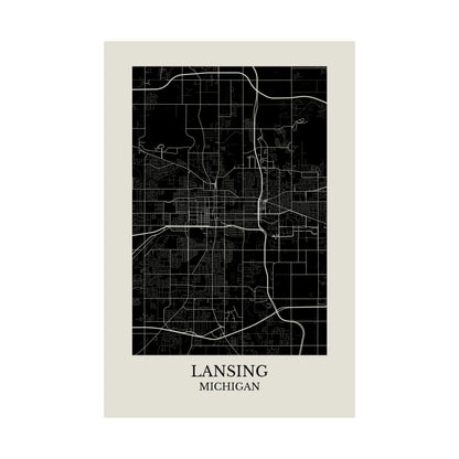 Lansing Michigan Map Print