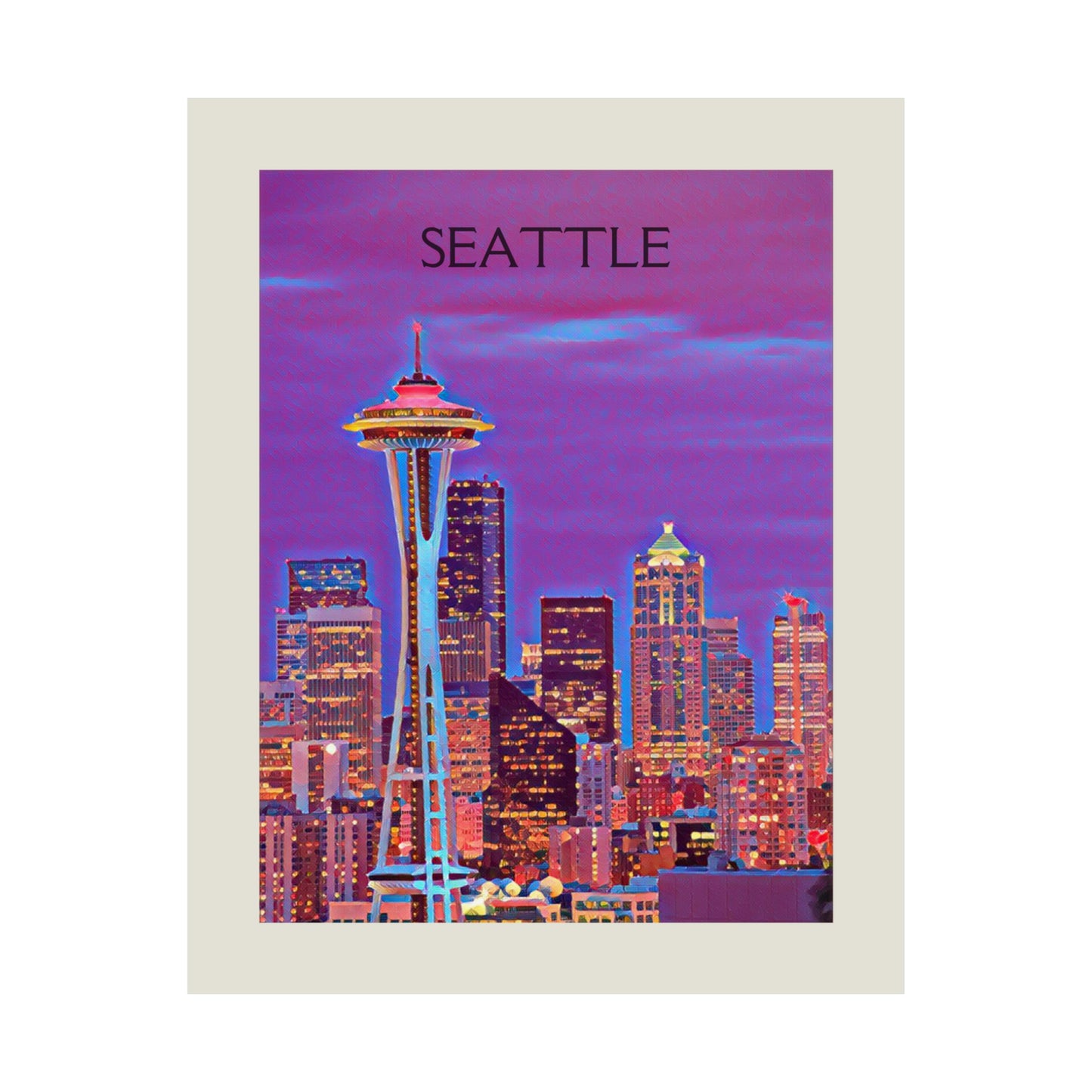 Seattle Washington City Painting Poster