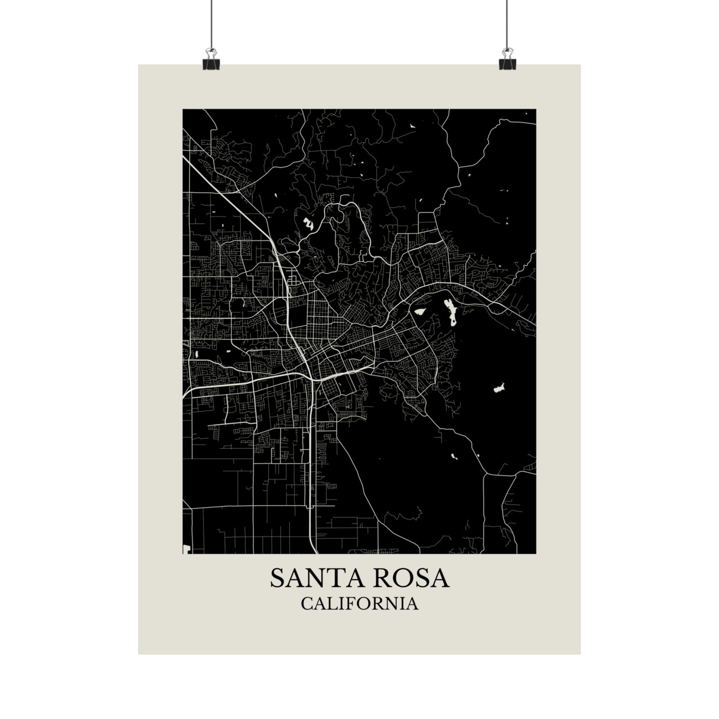 Santa Rosa California Map Print