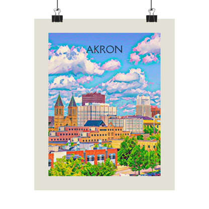 Akron Ohio City Painting Poster