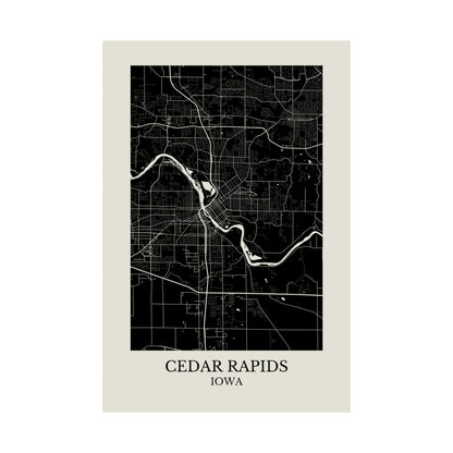 Cedar Rapids Iowa Map Print