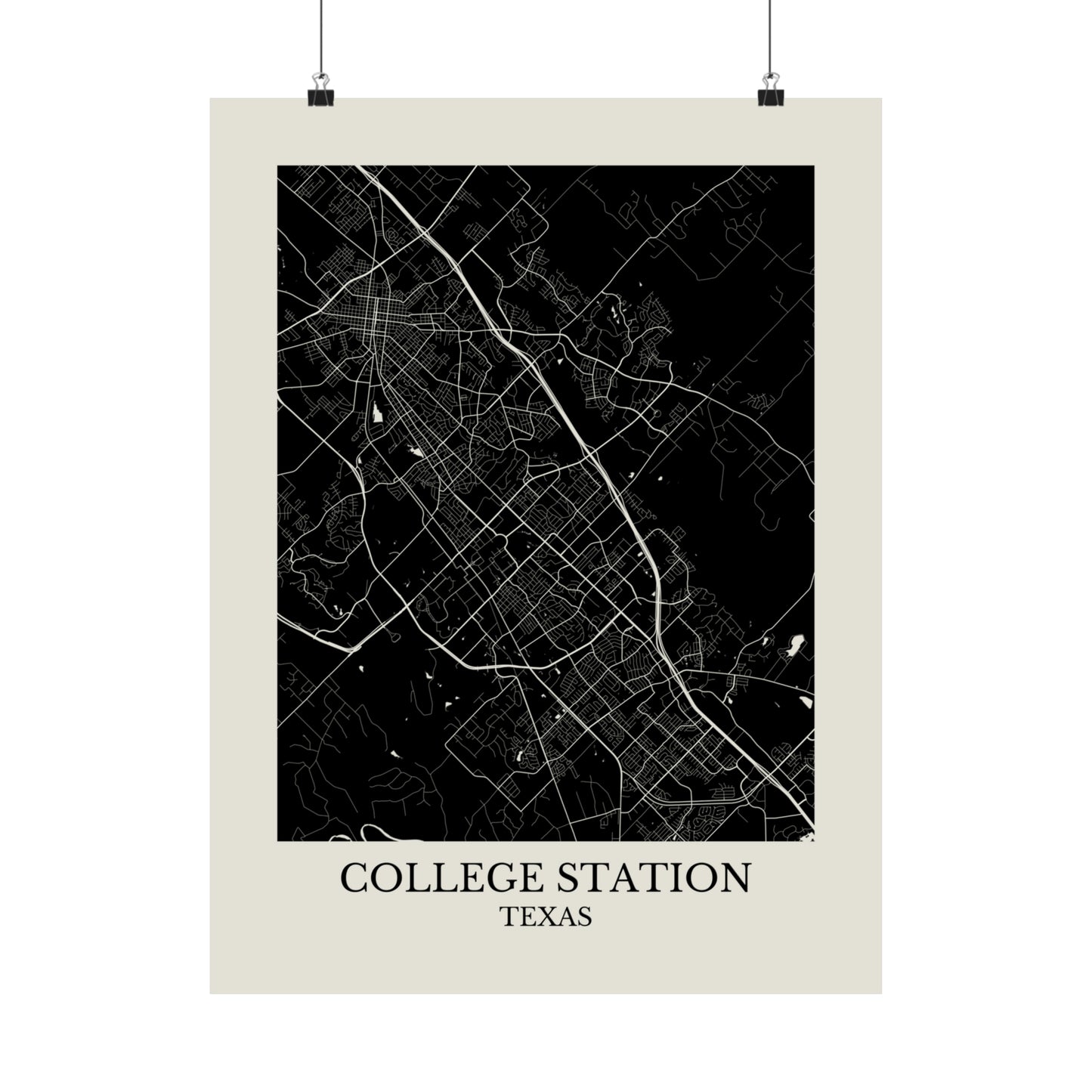 College Station Texas Map Print