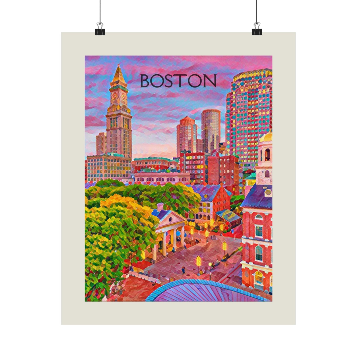 Boston Massachusetts City Painting Poster