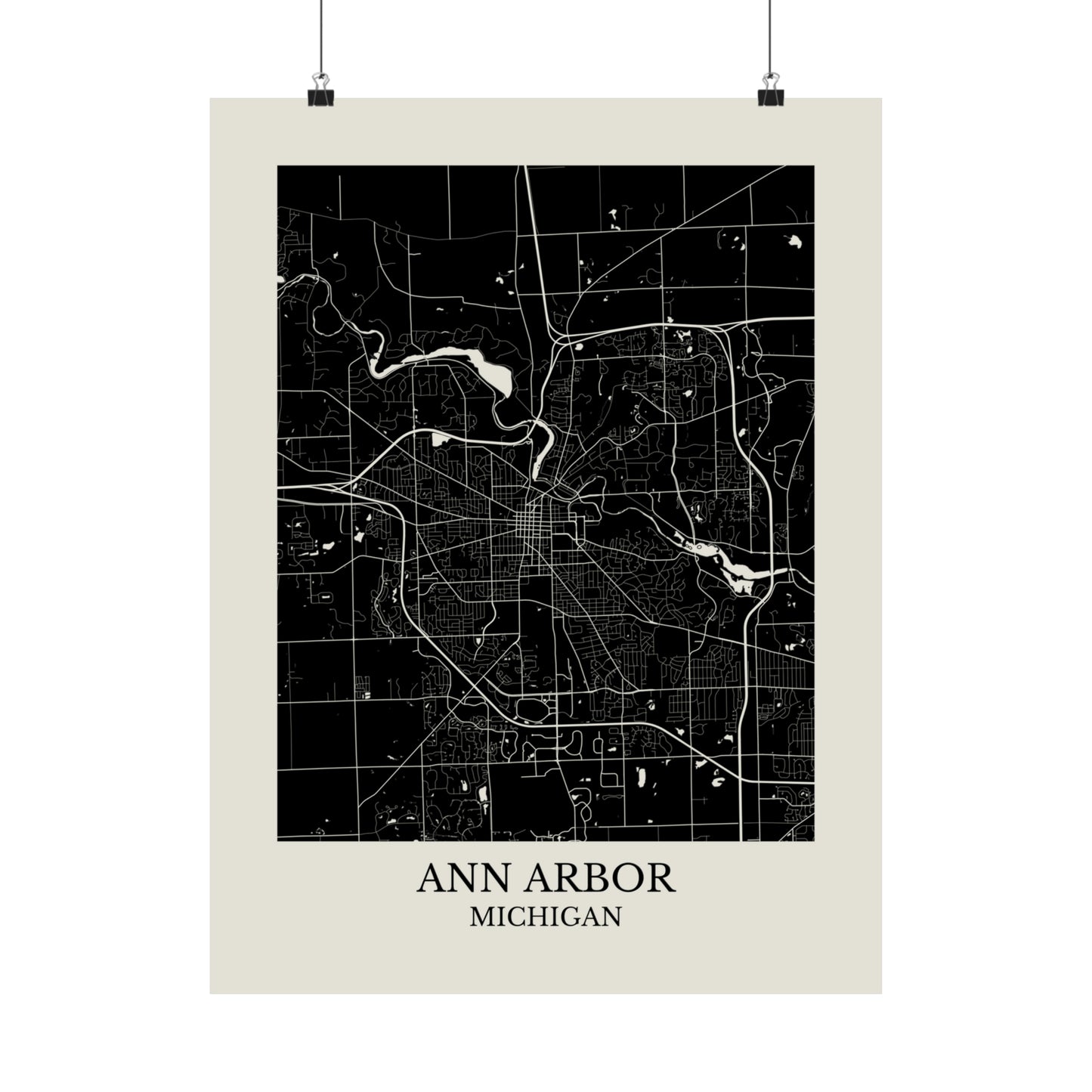 Ann Arbor Michigan Map Print