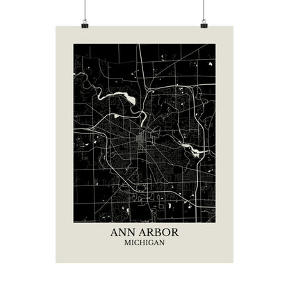 Ann Arbor Michigan Map Print