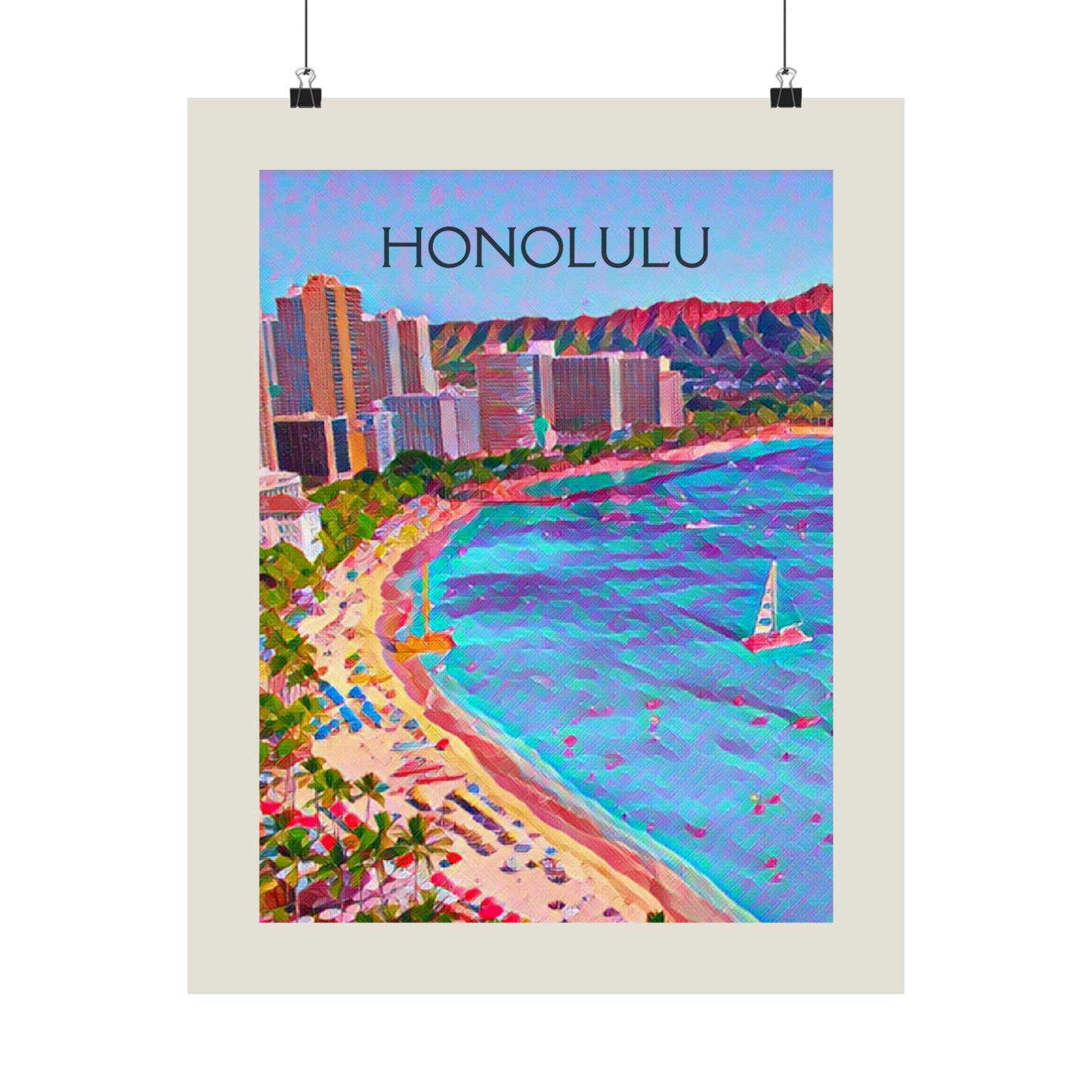 Honolulu Hawaii City Painting Poster