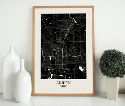 Akron Ohio Map Print