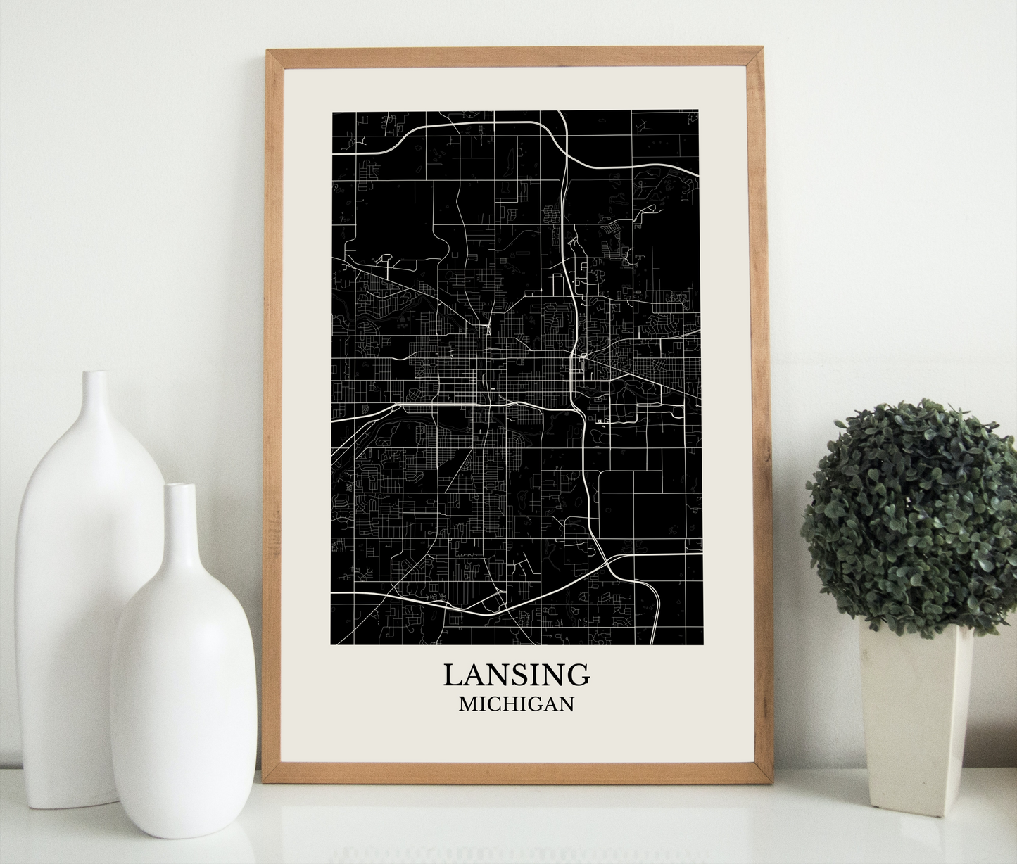 Lansing Michigan Map Print