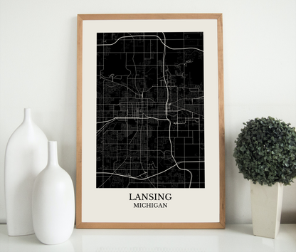 Lansing Michigan Map Print