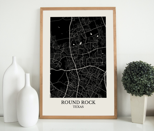 Round Rock Texas Map Print