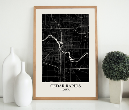 Cedar Rapids Iowa Map Print