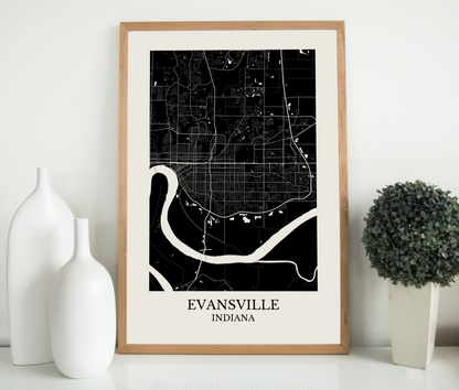 Evansville Indiana Map Print